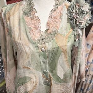 Turkey Chic Floral Button-Up Dress with Ruffled Collar